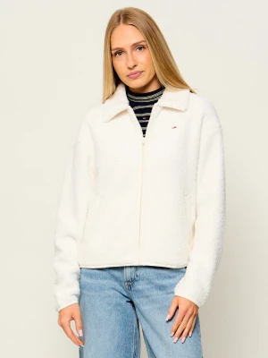 Tommy Jeans Polarowa kurtka | Regular Fit ecru