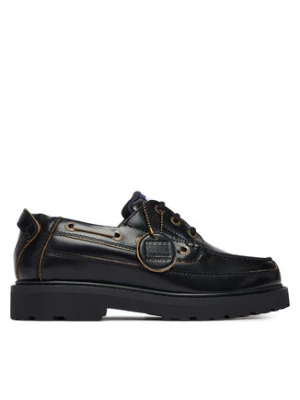 Tommy Jeans Półbuty Archive '01 Boat Shoe Lthr EM0EM01705 Czarny