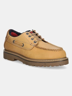 Tommy Jeans półbuty nubukowe ARCHIVE 01 BOAT SHOE męskie kolor beżowy EM0EM01703