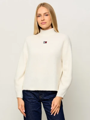 Tommy Jeans Półgolf | Relaxed fit | z dodatkiem wełny ecru