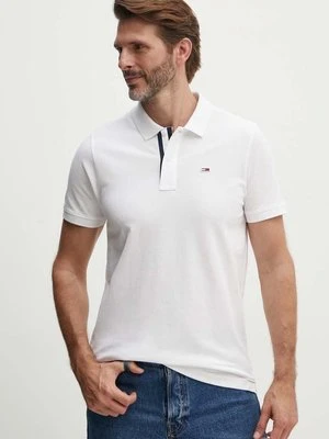 Tommy Jeans polo bawełniane kolor biały gładki DM0DM15370