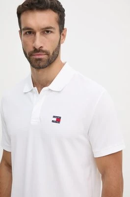 Tommy Jeans polo bawełniane kolor biały gładki DM0DM18314