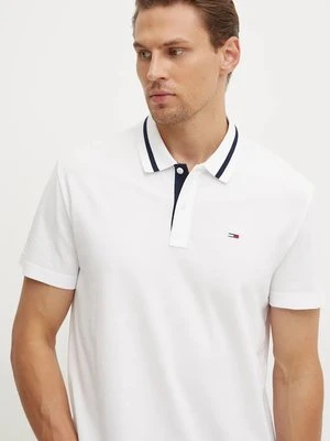 Tommy Jeans polo bawełniane kolor biały gładki DM0DM20443