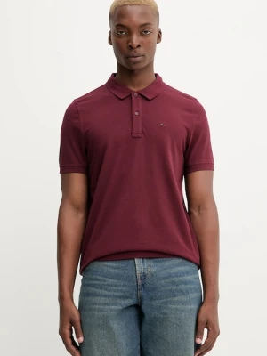 Tommy Jeans polo bawełniane kolor bordowy gładki DM0DM20676