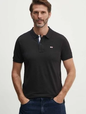 Tommy Jeans polo bawełniane kolor czarny gładki DM0DM15370