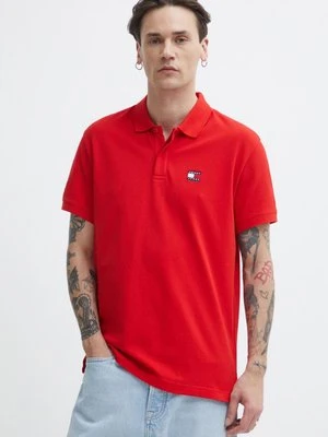 Tommy Jeans polo bawełniane kolor czerwony gładki DM0DM18314