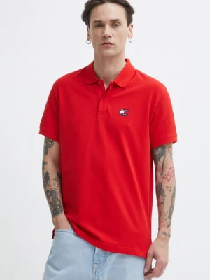 Tommy Jeans polo bawełniane kolor czerwony gładki DM0DM18314