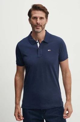 Tommy Jeans polo bawełniane kolor granatowy gładki DM0DM15370