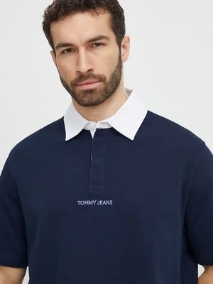 Tommy Jeans polo bawełniane kolor granatowy gładki DM0DM18924