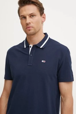 Tommy Jeans polo bawełniane kolor granatowy gładki DM0DM20443