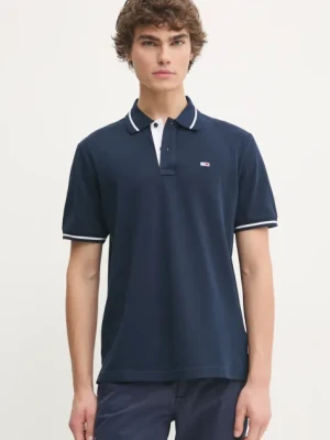 Tommy Jeans polo bawełniane kolor granatowy gładki DM0DM20745