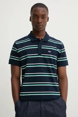 Tommy Jeans polo bawełniane kolor granatowy wzorzysty DM0DM19502