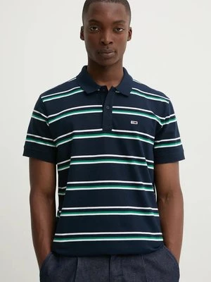 Tommy Jeans polo bawełniane kolor granatowy wzorzysty DM0DM19502