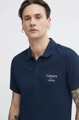 Tommy Jeans polo bawełniane kolor granatowy z aplikacją DM0DM18927
