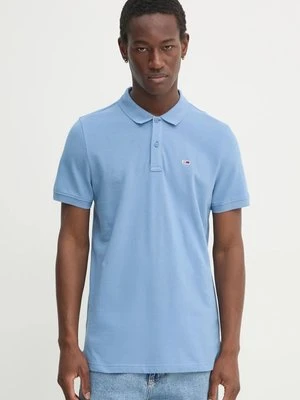 Tommy Jeans polo bawełniane kolor niebieski gładki DM0DM18312