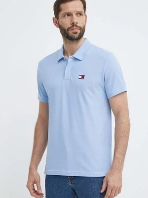 Tommy Jeans polo bawełniane kolor niebieski gładki DM0DM18314