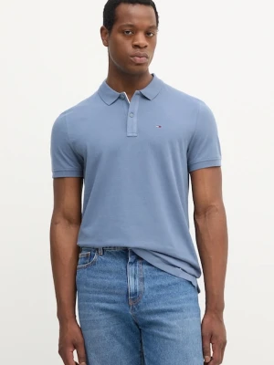 Tommy Jeans polo bawełniane kolor niebieski gładki DM0DM20676