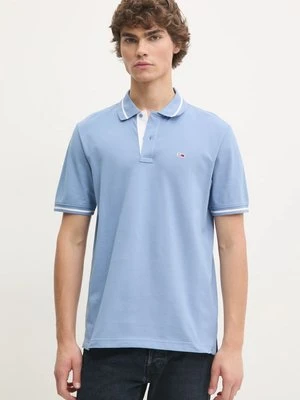 Tommy Jeans polo bawełniane kolor niebieski gładki DM0DM20745