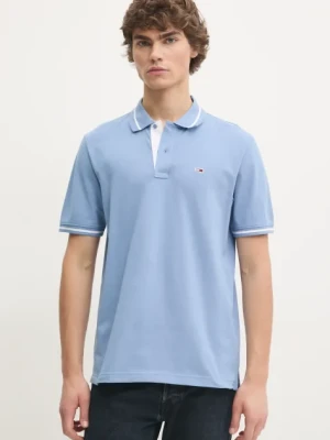 Tommy Jeans polo bawełniane kolor niebieski gładki DM0DM20745