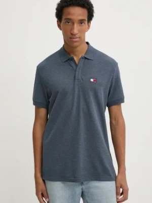 Tommy Jeans polo bawełniane kolor niebieski melanżowy DM0DM19622