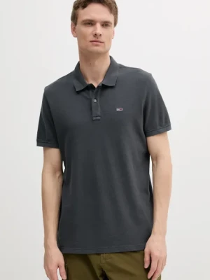 Tommy Jeans polo bawełniane kolor szary gładki DM0DM20226