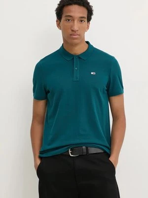 Tommy Jeans polo bawełniane kolor zielony gładki DM0DM18312