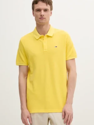 Tommy Jeans polo bawełniane kolor żółty gładki DM0DM20226