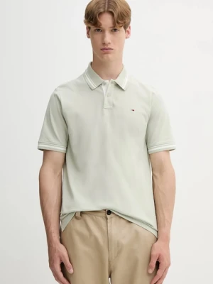 Tommy Jeans polo bawełniane męski kolor beżowy gładki DM0DM21846