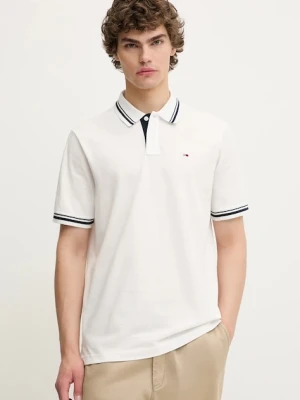 Tommy Jeans polo bawełniane męski kolor biały gładki DM0DM21846
