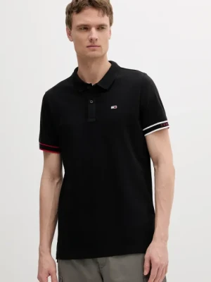 Tommy Jeans polo bawełniane męski kolor czarny gładki DM0DM21306