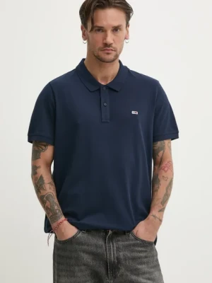 Tommy Jeans polo bawełniane męski kolor granatowy gładki DM0DM20676