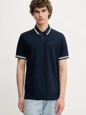 Tommy Jeans polo bawełniane męski kolor granatowy gładki DM0DM21846
