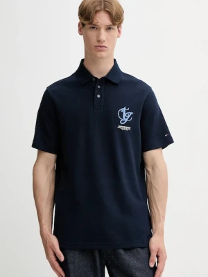 Tommy Jeans polo bawełniane męski kolor granatowy z aplikacją DM0DM21909