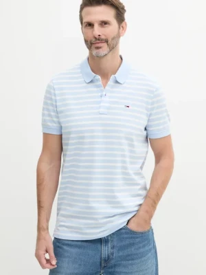 Tommy Jeans polo bawełniane męski kolor niebieski gładki DM0DM20676