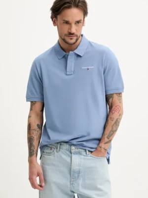 Tommy Jeans polo bawełniane męski kolor niebieski gładki DM0DM20914