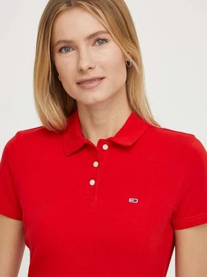 Tommy Jeans polo damski kolor czerwony DW0DW17220