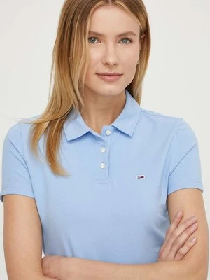 Tommy Jeans polo damski kolor niebieski DW0DW17220