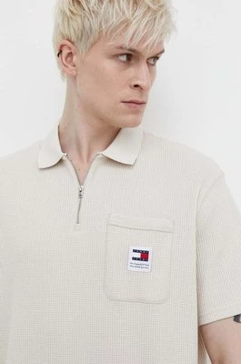 Tommy Jeans polo męski kolor beżowy gładki DM0DM18928