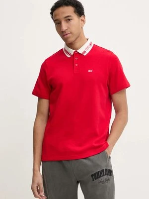 Tommy Jeans polo męski kolor czerwony gładki DM0DM20225