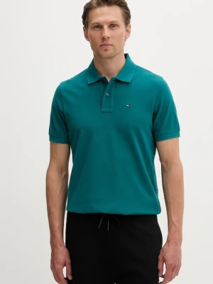 Tommy Jeans polo męskie bawełniane turkusowy