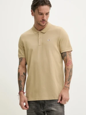 Tommy Jeans polo męskie bawełniane beżowy