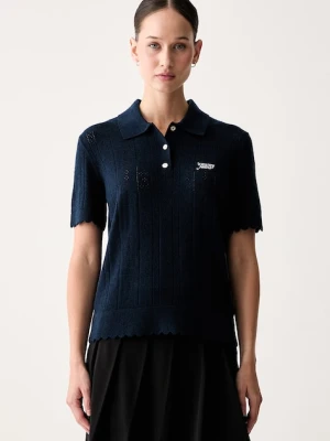 Tommy Jeans polo swetrowe damskie z wiskozą granatowy