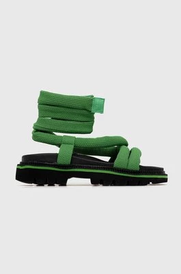 Tommy Jeans sandały CHUNKY SANDAL damskie kolor zielony na platformie EN0EN02073