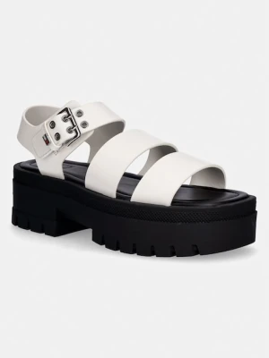 Tommy Jeans sandały damskie skórzane TJW STRAPS LEATHER MAX SANDAL