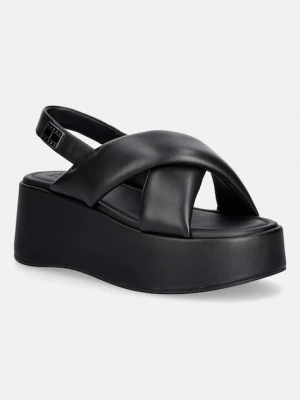 Tommy Jeans sandały na platformie damskie skórzane TJW PADDED STRAPS WEDGES