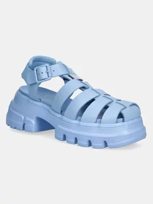 Tommy Jeans sandały skórzane FISHERMAN SANDAL damskie kolor niebieski na platformie EN0EN02751