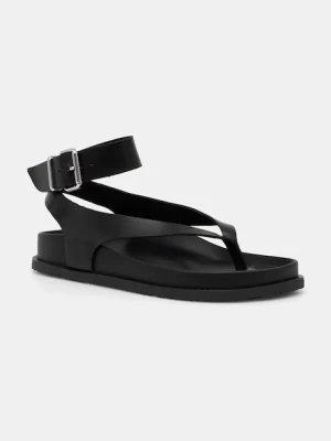 Tommy Jeans sandały skórzane TJW ANKLE STRAP SANDAL damskie kolor czarny EN0EN02873