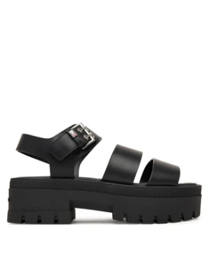 Tommy Jeans Sandały Tjw Straps Leather Max Sandal EN0EN02944 Czarny