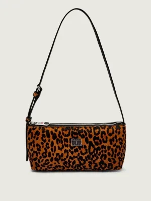 Tommy Jeans Skórzana torebka na ramię LEOPARD