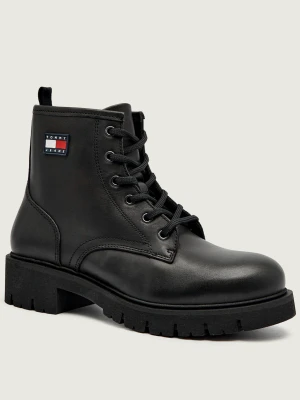 Tommy Jeans Skórzane botki czarny